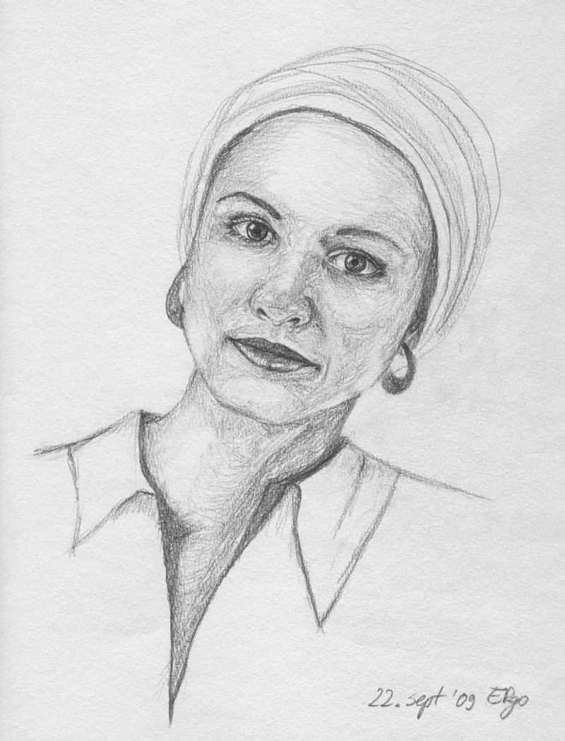 Pencil portrait of Edith